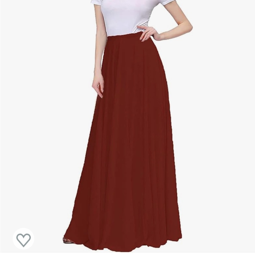 Burgundy Flowy Maxi Skirt - Picture 2 of 7